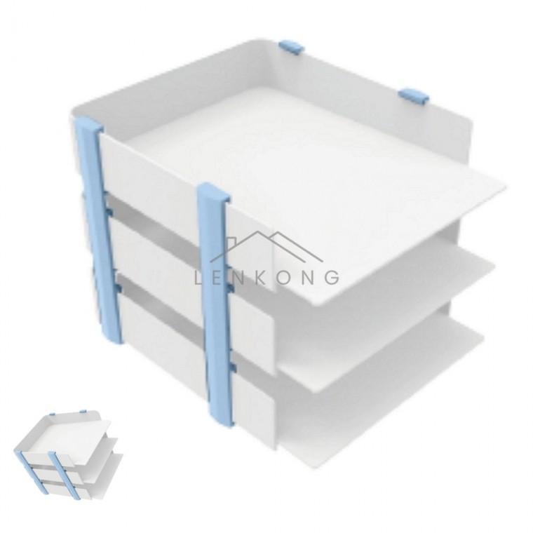 데코트래이 3단 민트 279x337x249mm 3단서류함 문서상자 오픈서류함 사무실서류함 a4용지함
