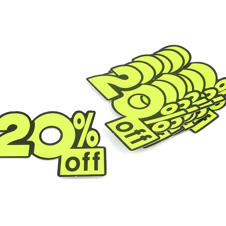 할인스티커 매장 할인 팻말 진열 노랑 표시 종이 30% 20% 7종 문구