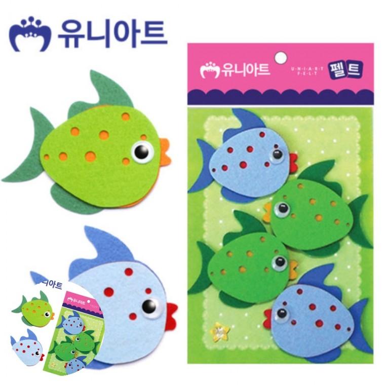 공예재료 초등학생만들기 미술만들기 만들기수업 만들기취미 펠트 열대어B 85x75mm 4pcs