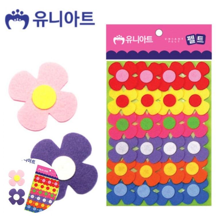 미술교육 공예재료 유아만들기 만들기체험 미술놀이 펠트 데코꽃 소 45mm 24pcs