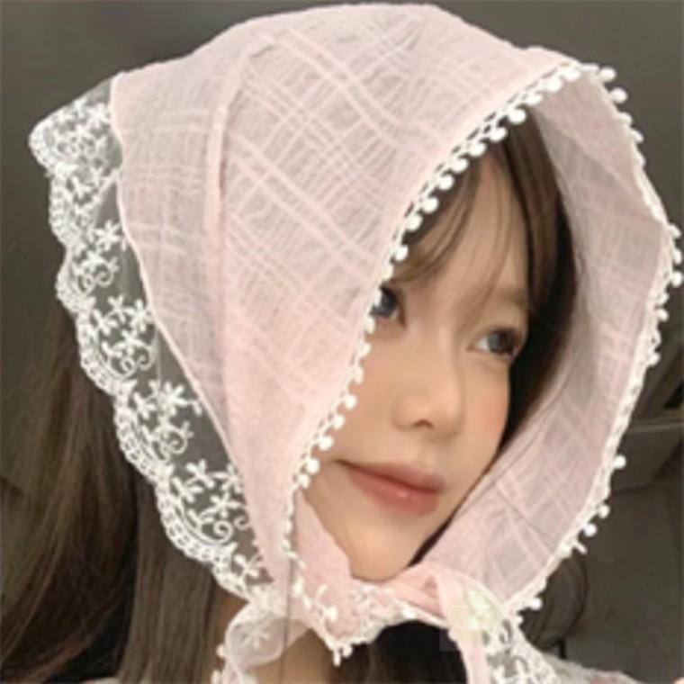 레이스 두건 아이보리 여성머리스카프 쿨두건