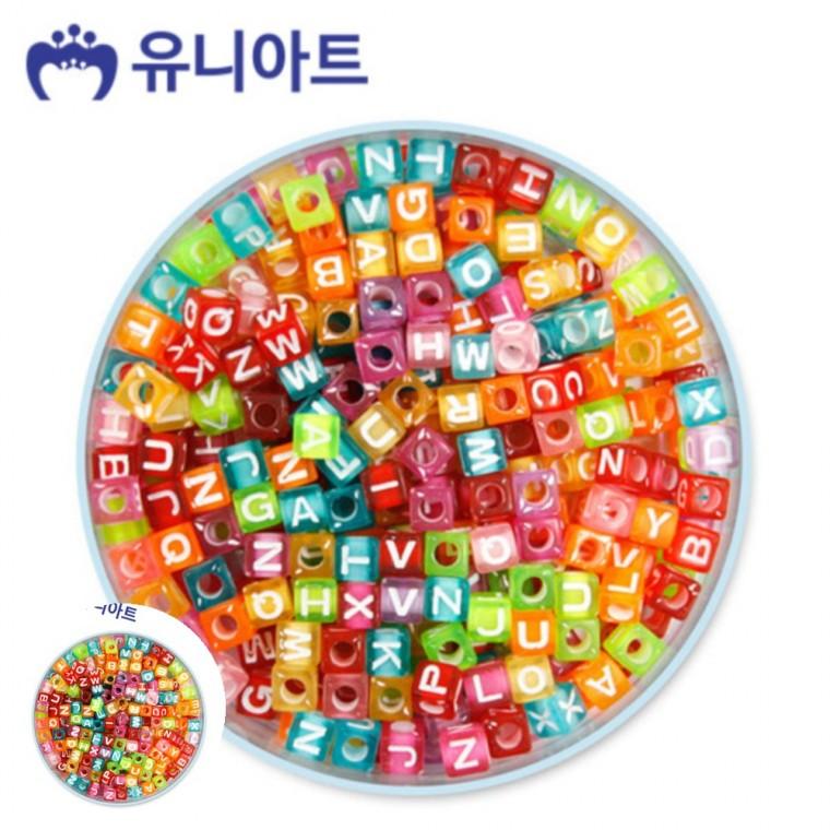 유아만들기 아동미술만들기 만들기체험 공예용품 미술교육 모양비즈 62번 투명알파벳비즈