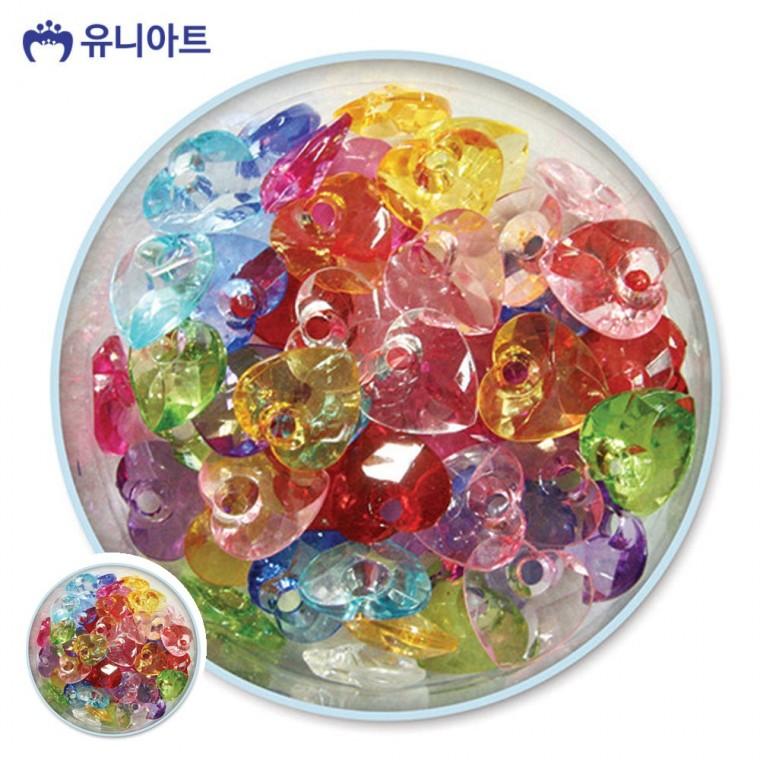 비즈키링비즈 플라스틱비즈 키링부자재 키링비즈 핸드폰스트랩비즈 모양비즈 19번 크리스탈비즈 하트 2cm