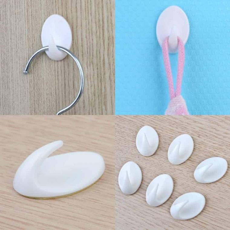 타원행거 6P 화이트 화이트후크 욕실부착걸이
