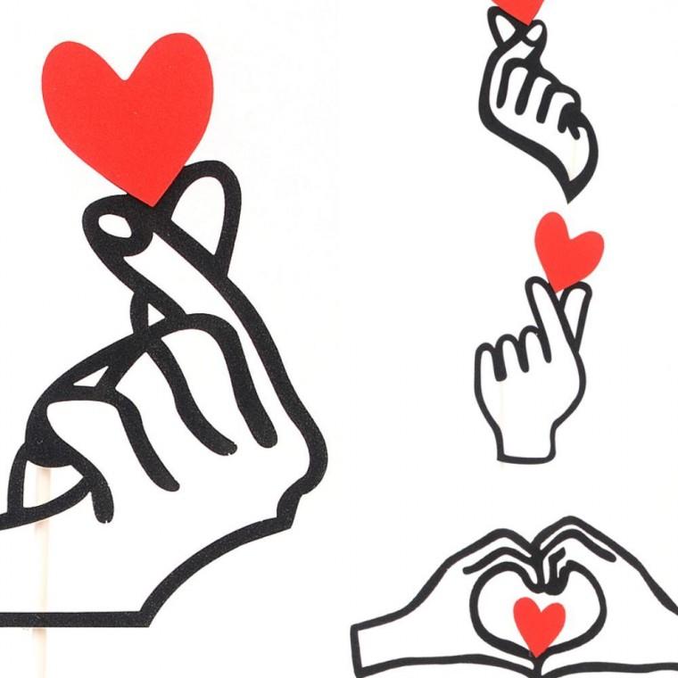 하트 응원 손모양 장식 핑거 손하트 막대 촬영 포토존 파티 이벤트 포토프롭스 상품꾸밈
