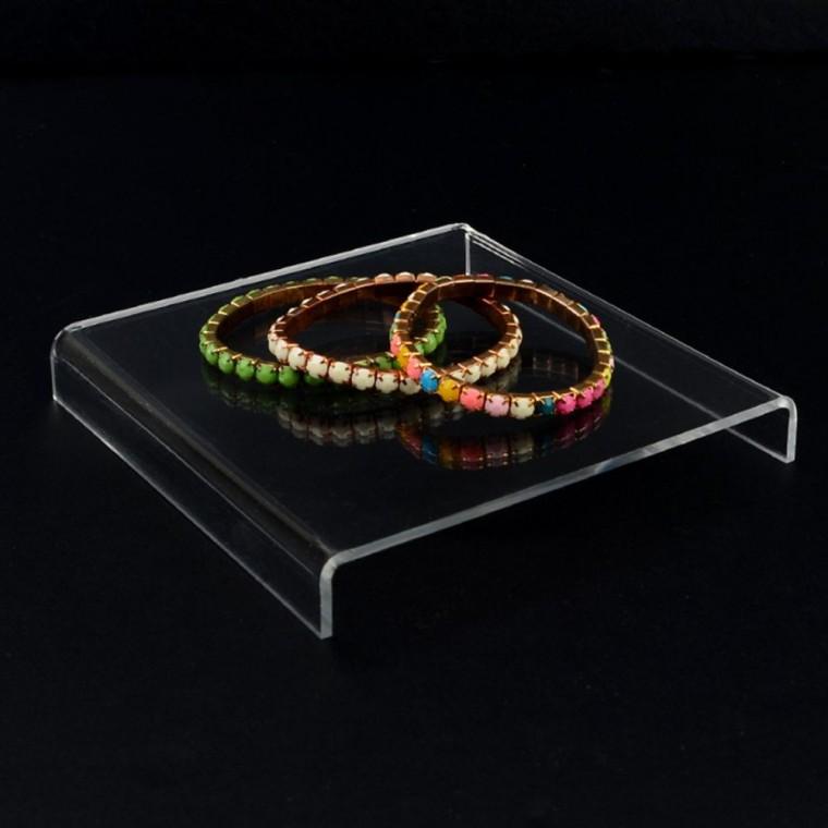 정사각 ㄷ형 아크릴 받침 전시 150x150x20mm 디피 소품 투명 트레이 진열대