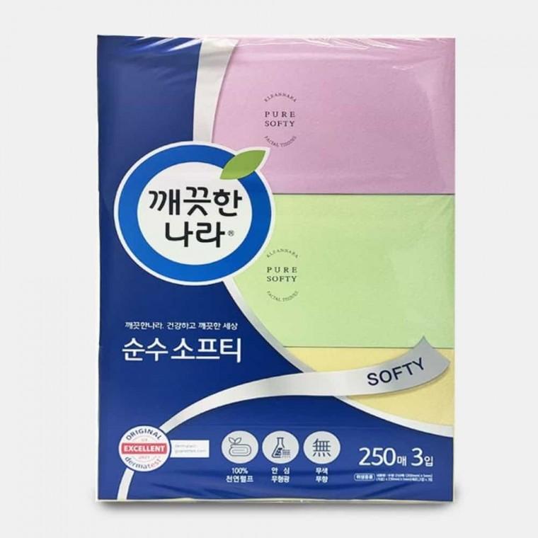 순수소프티 미용각티슈 250매 3곽 곽티슈 사각티슈 미니티슈
