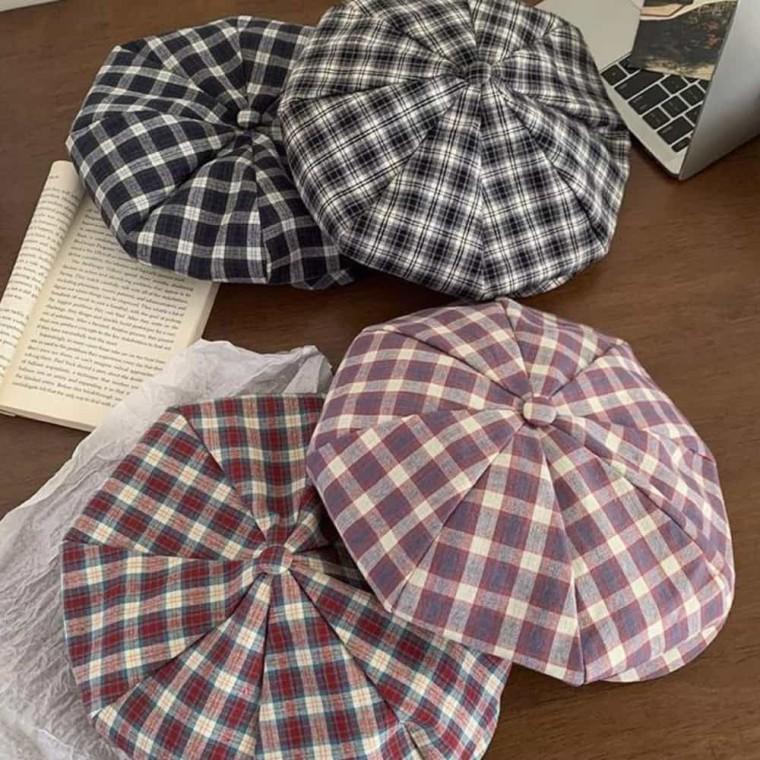 여자 사계절 체크 모자 가을여성모자 여성패션모자 패션모자