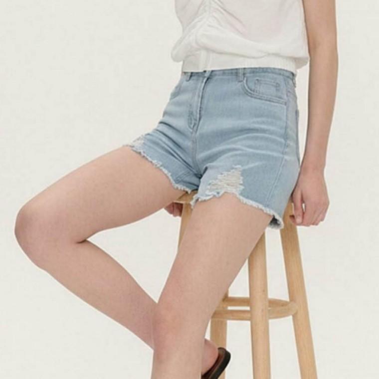 여성 하이웨스트 빈티지 컷팅 숏팬츠 반바지 데님숏팬츠 청반바지