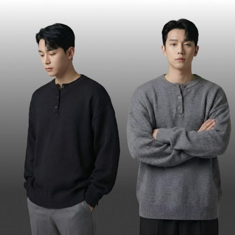 남자 겨울 간절기 기모 오버핏 라운드 티셔츠