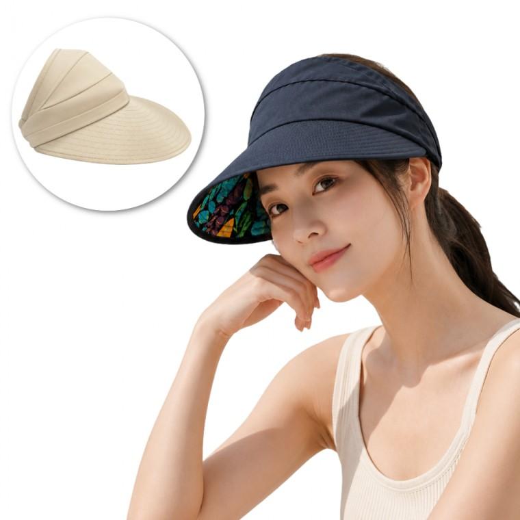 여성썬캡 와이드 챙모자 나뭇잎 햇빛차단 데일리 모자