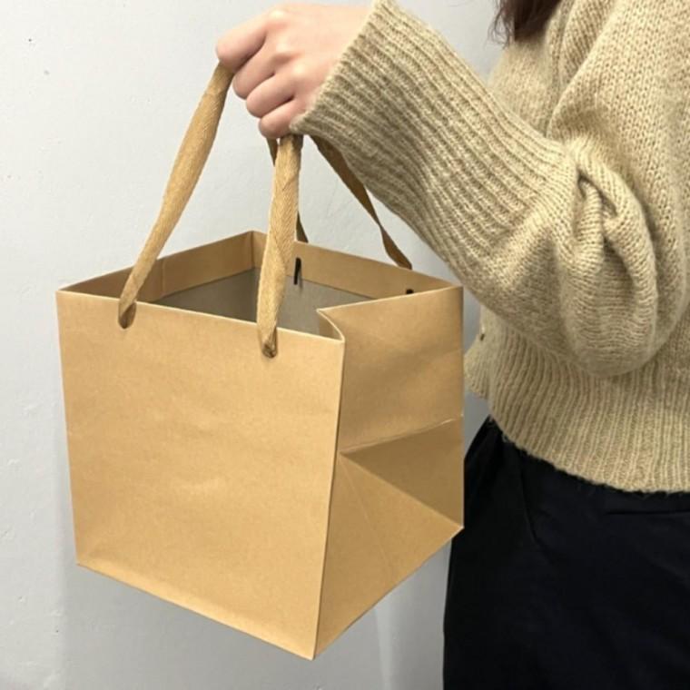 21cm 정사각 크라프트 종이백 종이쇼핑백 무지쇼핑백 종이가방 선물포장 종이쇼핑백