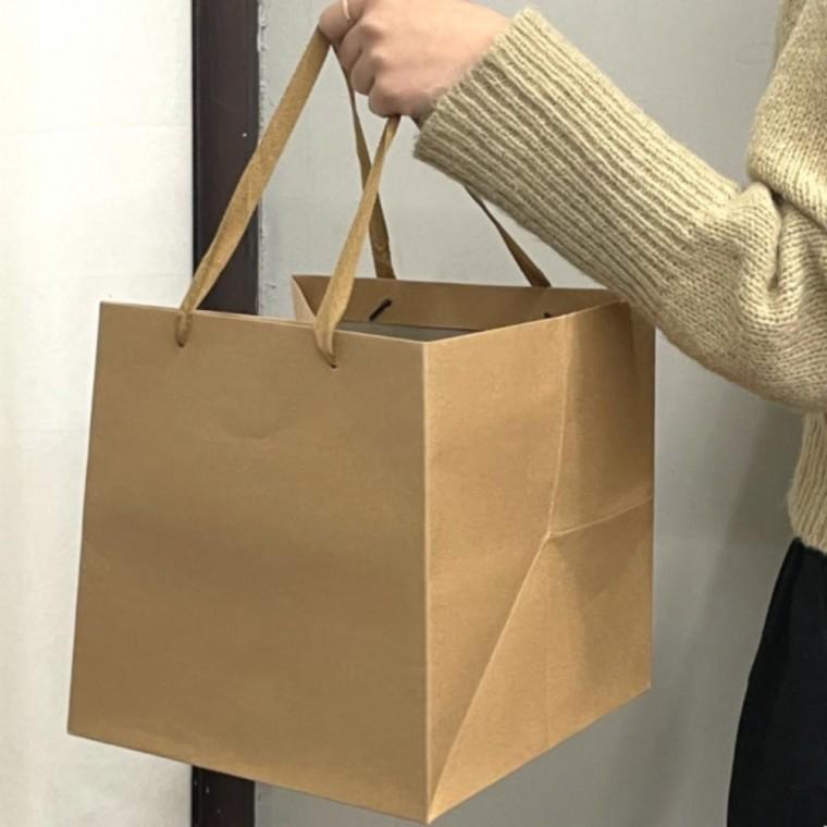 25cm 정사각 크라프트 종이백 종이쇼핑백 무지쇼핑백 종이가방 선물포장 종이쇼핑백