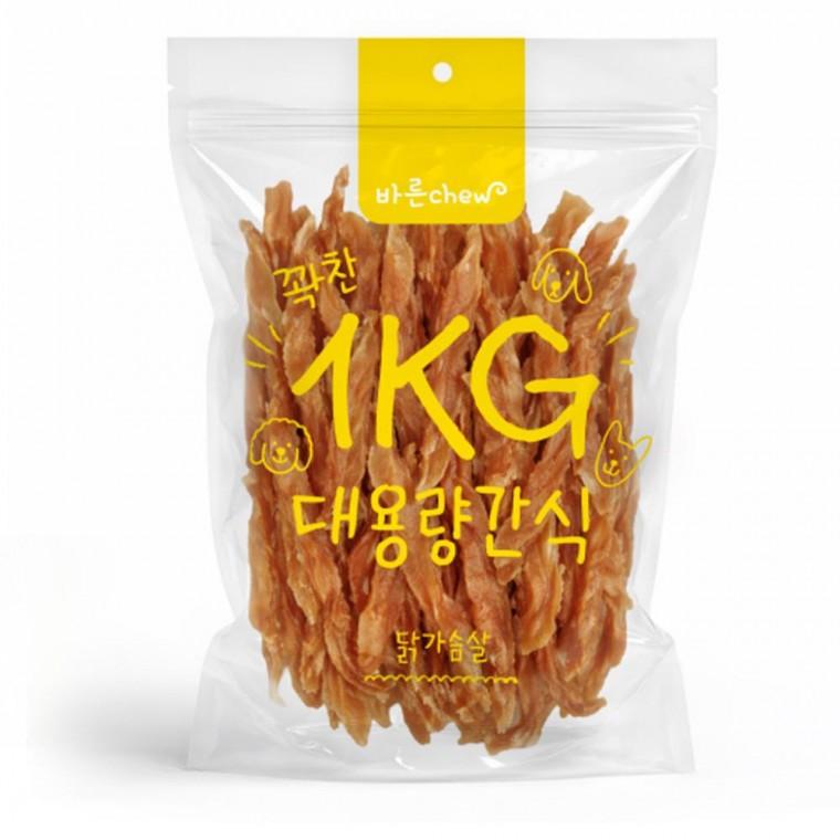 바른츄 애견 간식 닭가슴살 대용량 1kg 강아지 반려견 육포 져키