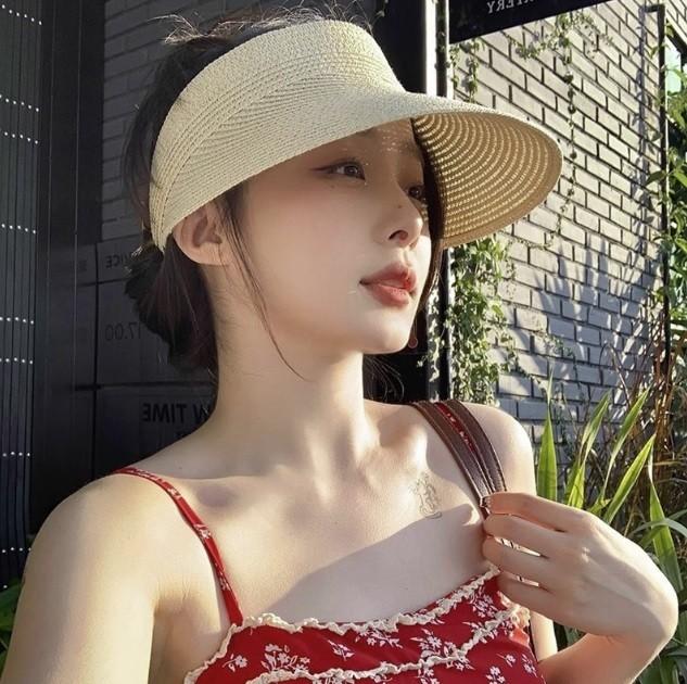가벼운 밴딩 밀짚모자 편안한 여름 썬캡 페이스가드 휴가 필수품