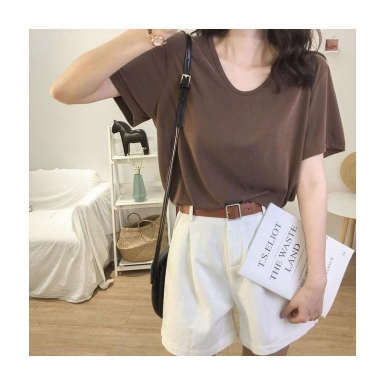 루미나D 티셔츠 4color 0024 반팔 루즈핏 u넥 데일리 외출복