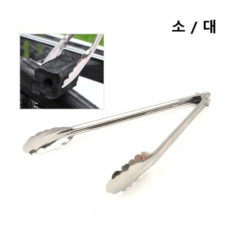 바비큐 캠핑 고기 내열 석쇠 긴손잡이 스테인리스 그릴 집게 화로