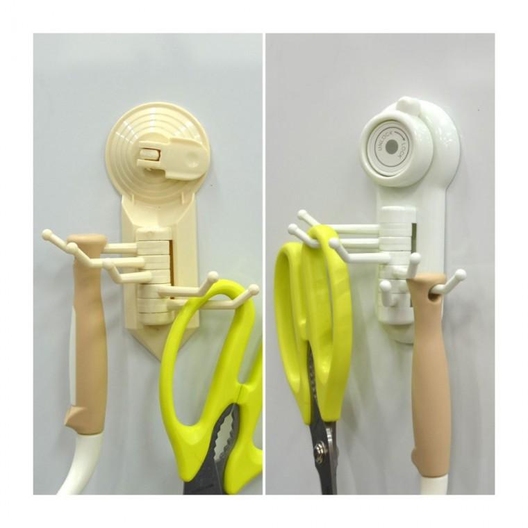 흡착 회전걸이 욕실 5단 벽부착 수건 모자 주방 후크 6단 행주