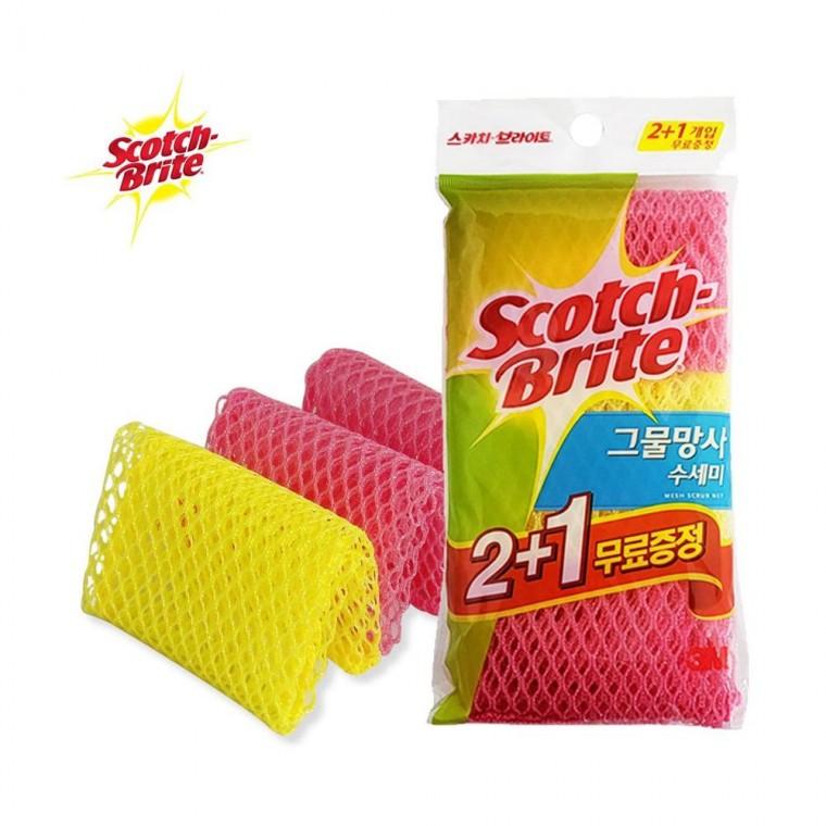 루미나D 수세미 3m 3매입 그물망사 주방 설거지 식당 가정용 청소 위생관리 생활용품