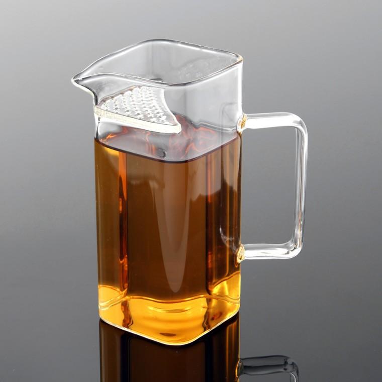 [로하티] 스퀘어 내열유리 거름망 숙우(300ml) 거름망내열유리숙우 거름망일체형숙우 거름망유리숙우