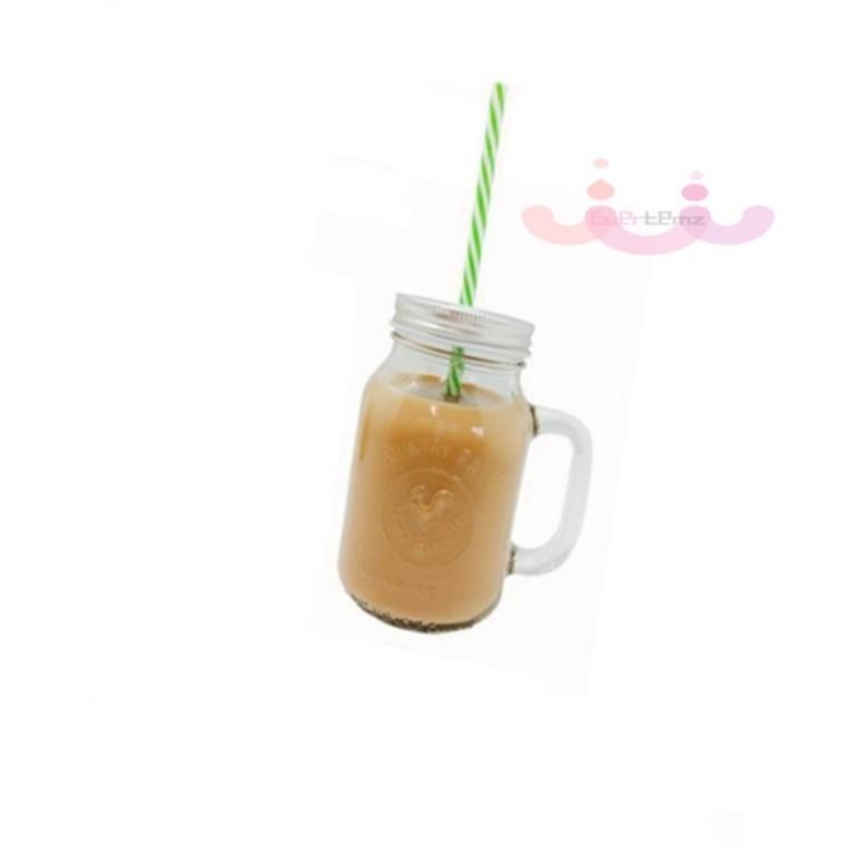 빨대 드링크자 600ml 카페유리컵 내열유리컵 아이스커피컵
