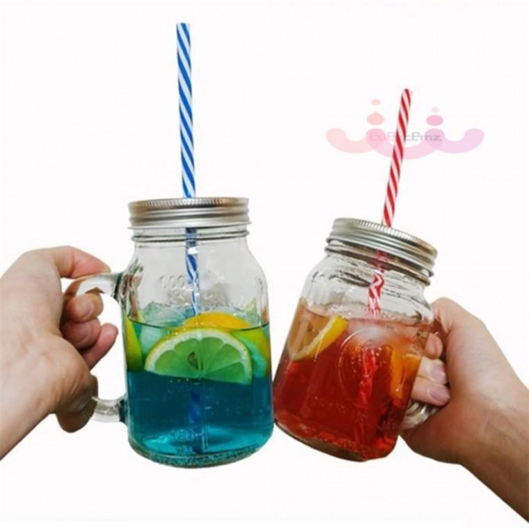 드링크자 유리머그컵 450ml 투명머그컵 예쁜음료잔빨대드링크자 유리머그잔 카페음료잔