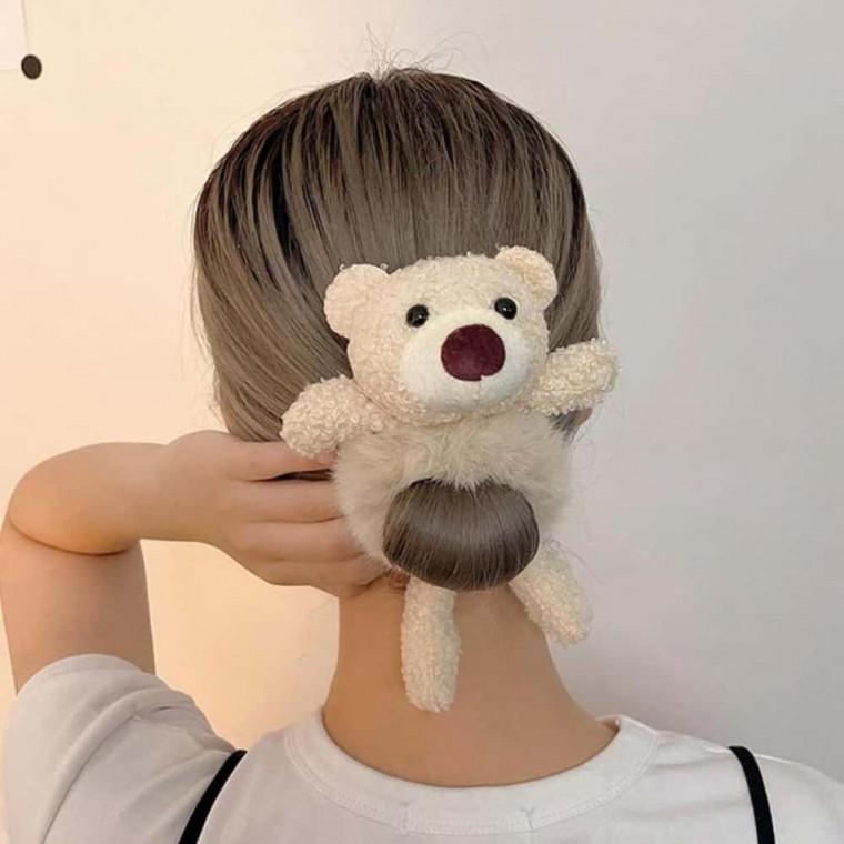 곰돌이 인형 머리끈 곱창머리끈 헤어밴드 헤어끈 곱창끈 퍼헤어밴드