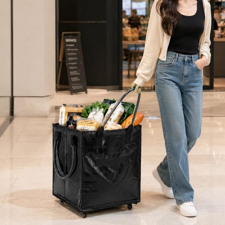 대용량 4바퀴 장바구니 쇼핑 공항 마트 캐리어 접이식 쇼퍼백 핸드 카트