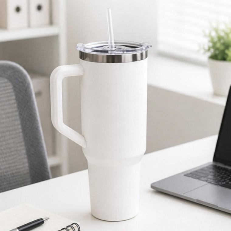 스텐 대용량 텀블러 1200ml 손잡이 빨대 1.18L 보온 보냉 차량용 아이스 컵