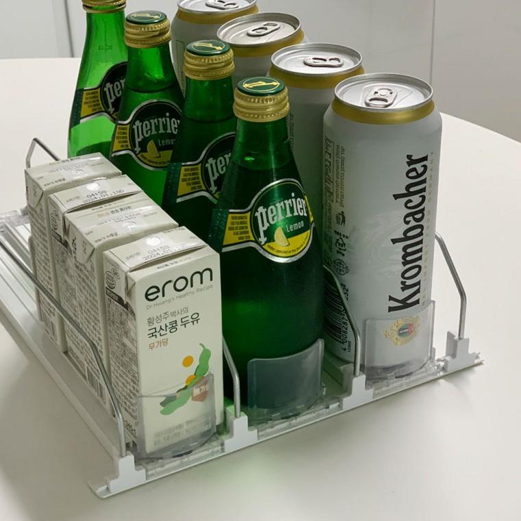 슬라이딩 자동 캔 거치대 냉장고 정리 디스펜서