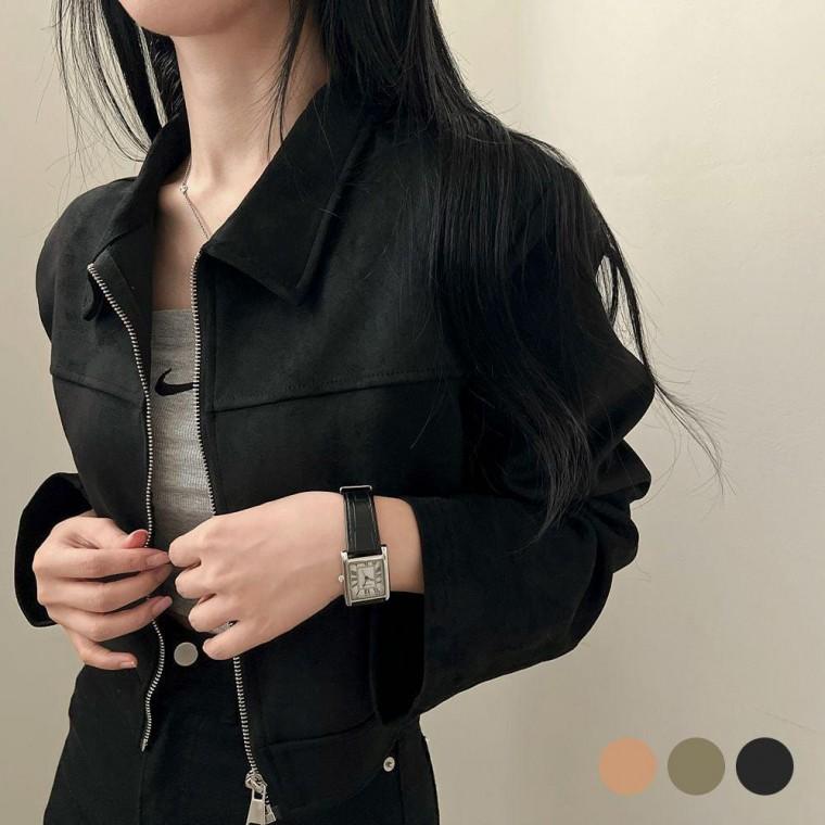 버놀 스웨이드 오버핏 크롭 자 재킷 자켓