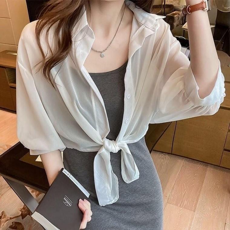 여름 쉬폰 볼레로 가디건 얇은 숄 케이프 여성용 카디건 루즈핏 오버핏 여자 자켓 기본