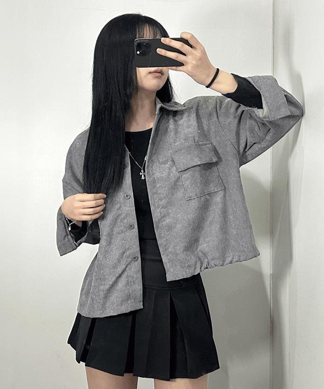 여성 코듀로이 카라 골덴 골지 셔츠 자켓 여자 남방 [3color 스트링 간절기 루즈핏 긴팔 카라넥 오버핏]
