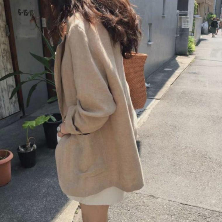 캐주얼 여자 린넨 자켓 여름아 우터 롤업자켓