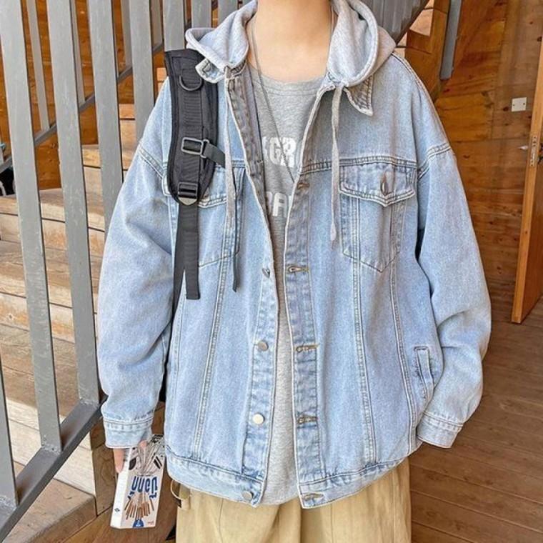 후드 탈부착 오버핏 스타일 남성 기본 데님 청 자켓 남자봄 남자봄아 우터 진청 교복아