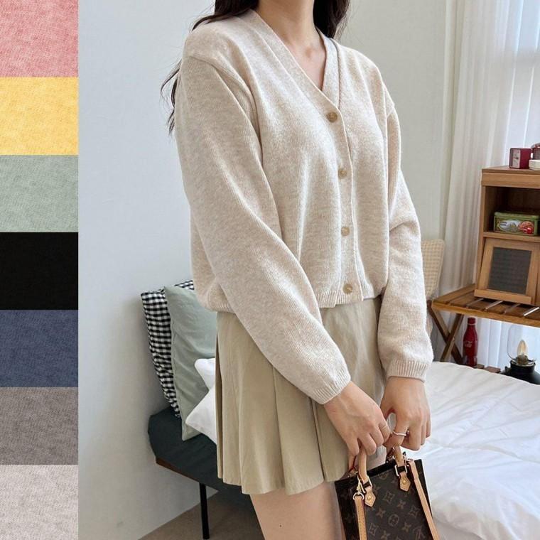 여성 깔끔한 기본 스타일 루즈핏 V넥 니트 가디건 꽈베기니트 라운드 여성봄 자켓 남자