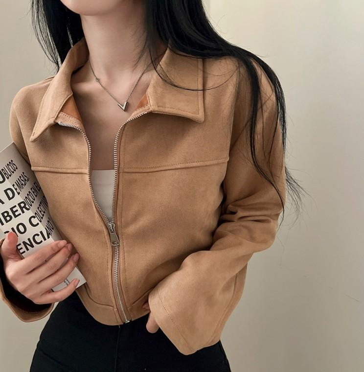 슬림핏 카라 가죽자켓 레더자켓 고급 여성스런 크롭