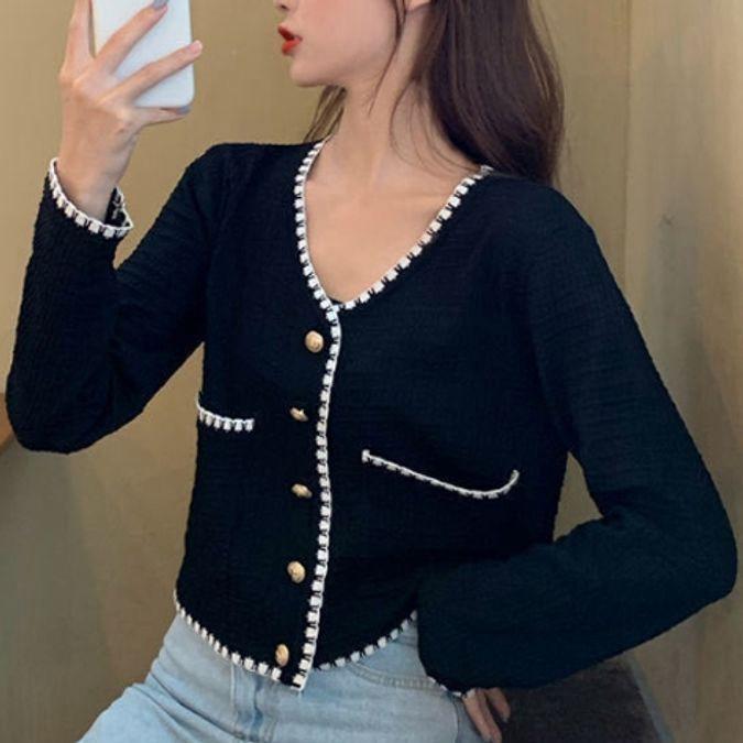 여성 가디건 니트 브이넥 여자 가을 가디건 자켓 2색