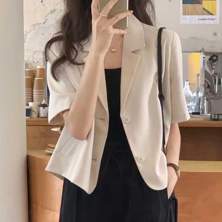 여성 여름 출근 룩 직장인 반팔 자켓 셔츠 크롭 코디 블라우스자켓재킷 30대 셔츠자켓 여성 숏자켓