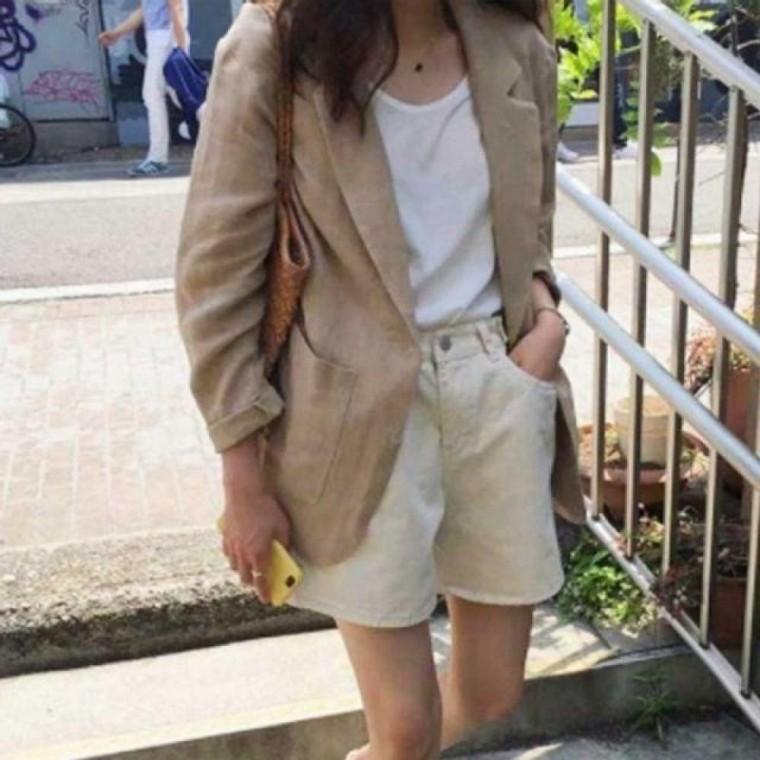 루즈핏 여름린넨자켓 얇은 긴팔 여름캐주얼룩 자켓 린 여성 여름 데일리룩 캐주얼룩 린넨자켓 20대봄코디