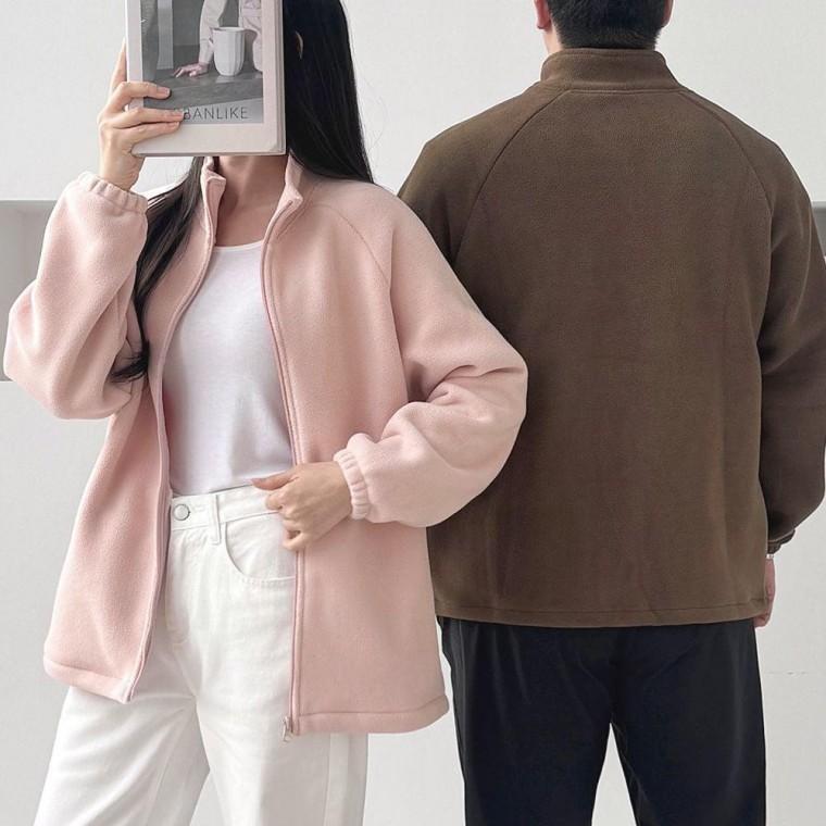 본켈 남녀 캠크루 양털 후리스 집업 자켓 공용 겨울 홈웨어 커플 기모 방한