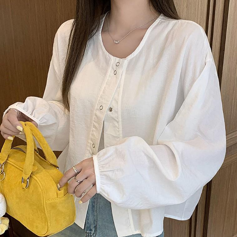 여자 긴팔 노카라 자켓 가디건 데일리 겉옷