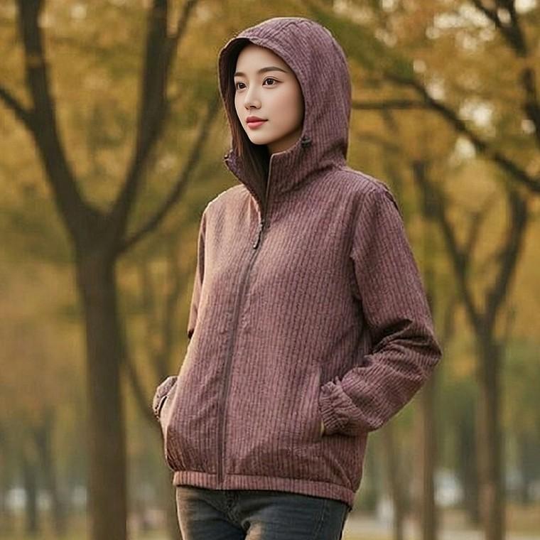 남자 여자 체크 패턴 후드 바람막이 집업 자켓