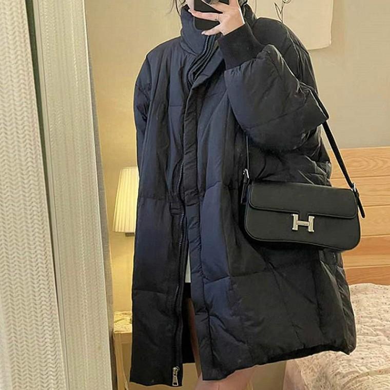 여성 오버핏 스탠딩넥 면패딩 자켓