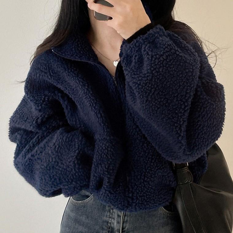 여성 하이넥 크롭 뽀글이 겨울 자켓 아우터