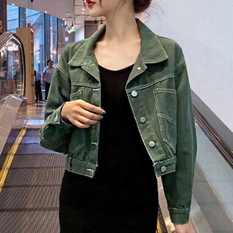 여성 스티치 포인트 살짝 루즈핏 크롭 데님 자켓 여자 청자켓 여자청 여성청 여자봄