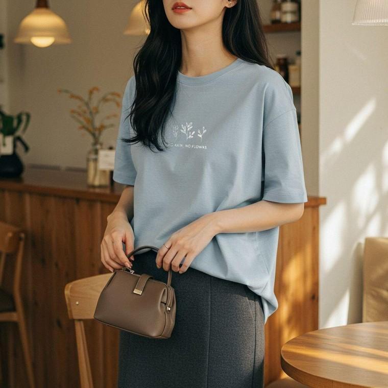 여성 프린팅 반팔 루즈핏 여름 상의 자켓 이너 티셔츠 반팔티 의류 여자 여름상의 기본
