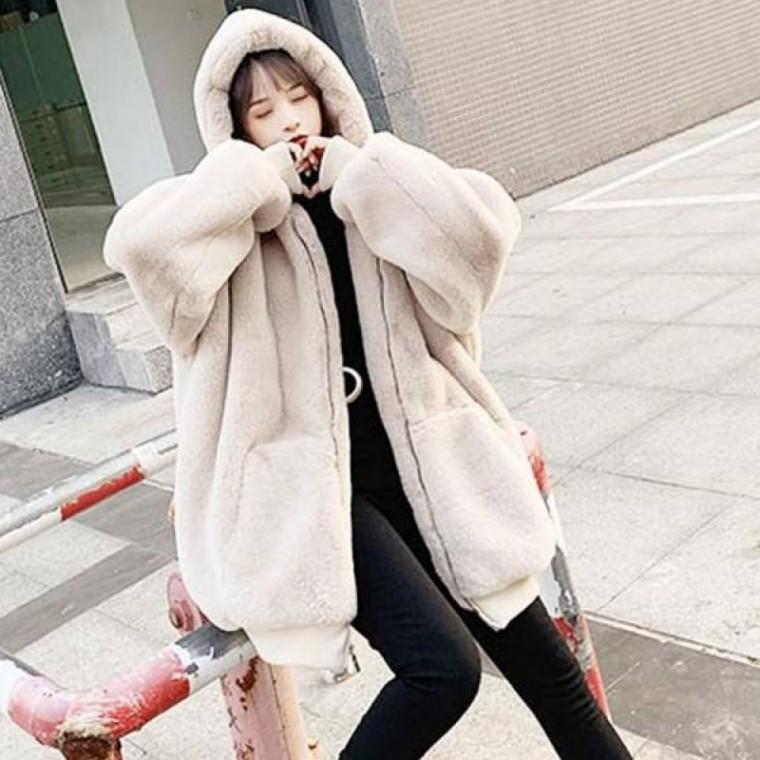 자켓 여자 뽀송 아우터 겨울 후드집업 털 여성 후드티
