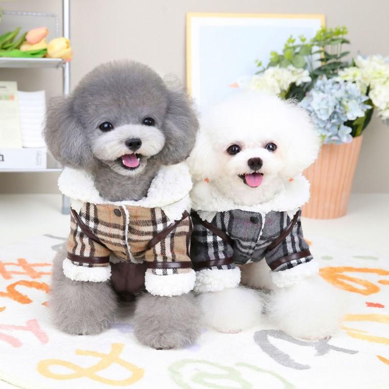 캐주얼 체크패턴 안감 뽀글이 무스탕 자켓