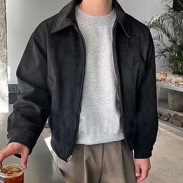 데님 스웨이드 모던 캐주얼 투웨이 지퍼 블루종 자켓